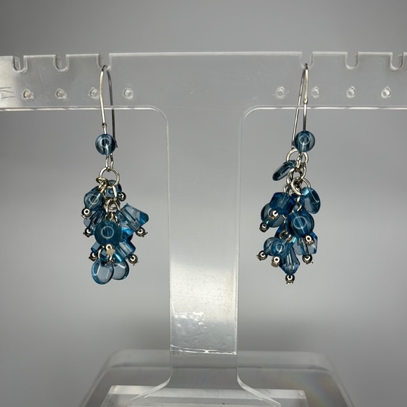 Jewelry - Blue and Silver Cascading Crystal Earrings